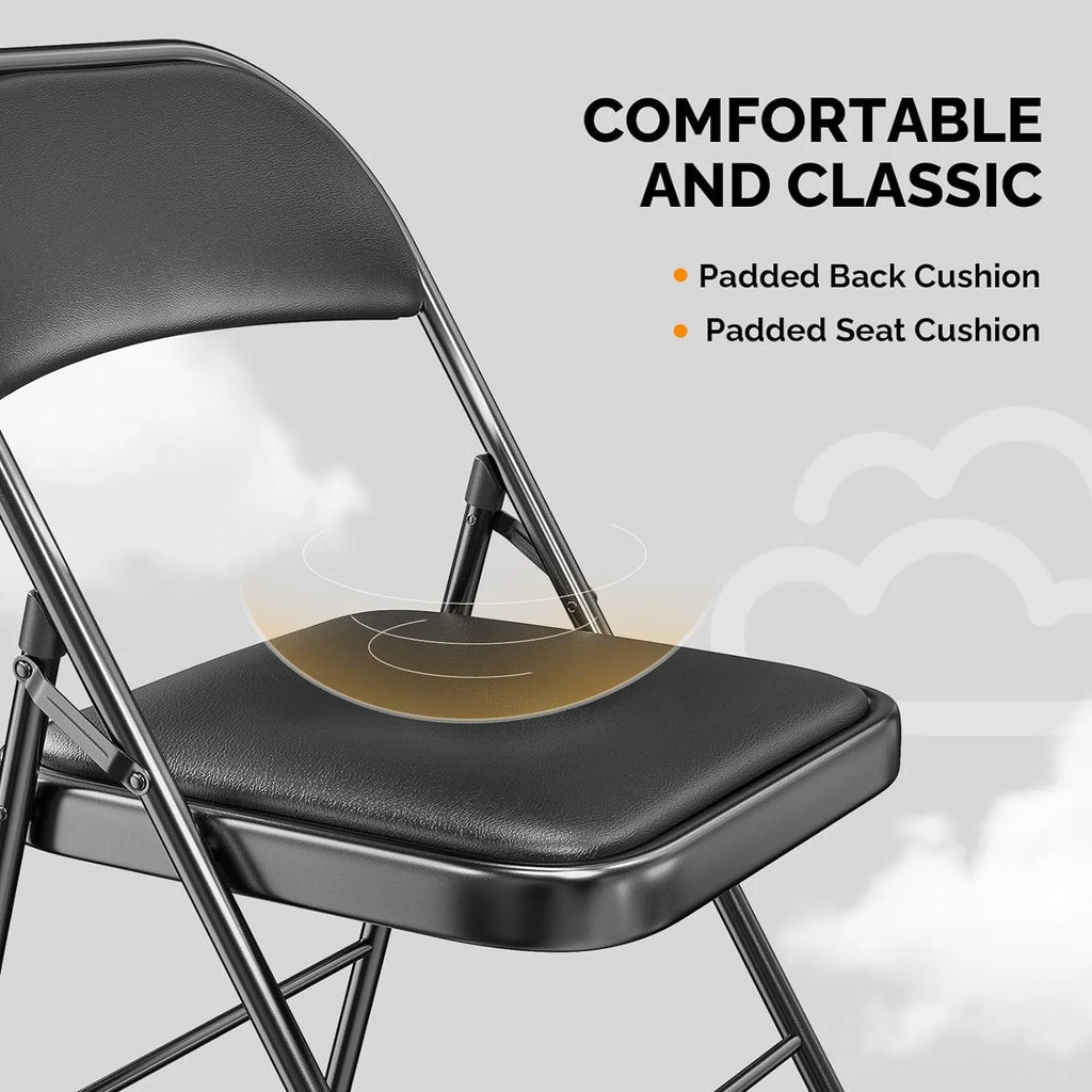 Black Set of 10 Folding Chairs Q320446