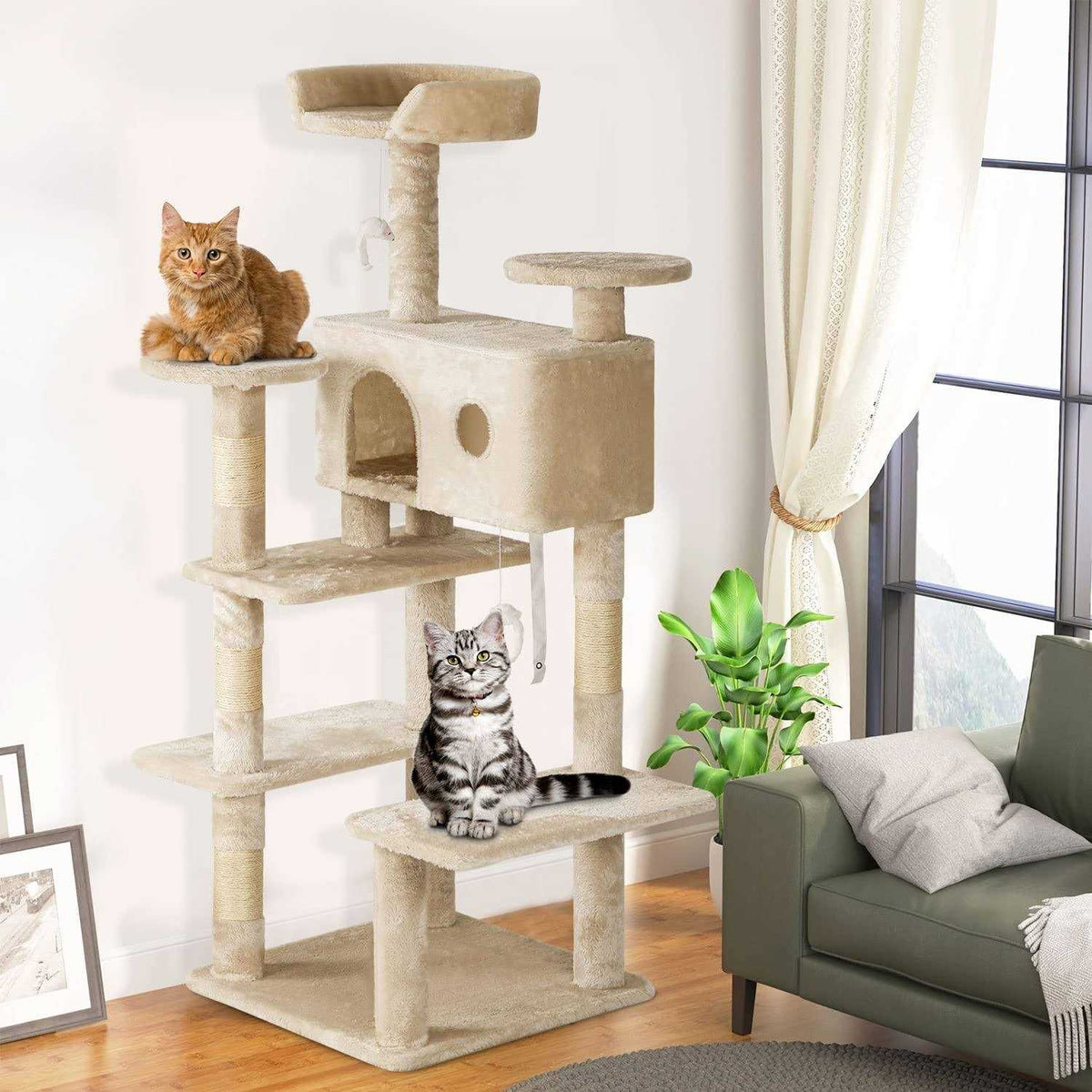 54in Cat Tree Tower with Scratching Posts and Condo R685779