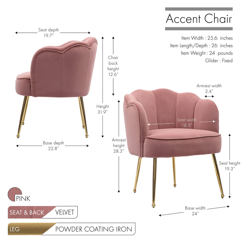 Blue Velvet Accent Chair with Gold Metal Legs R579