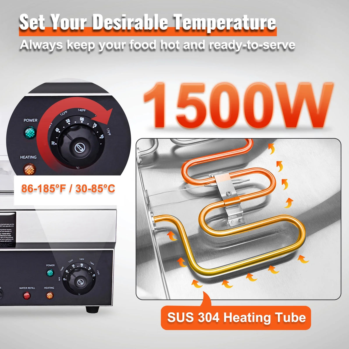3*12Qt Commercial Food Warmer with Glass Shield Y8522