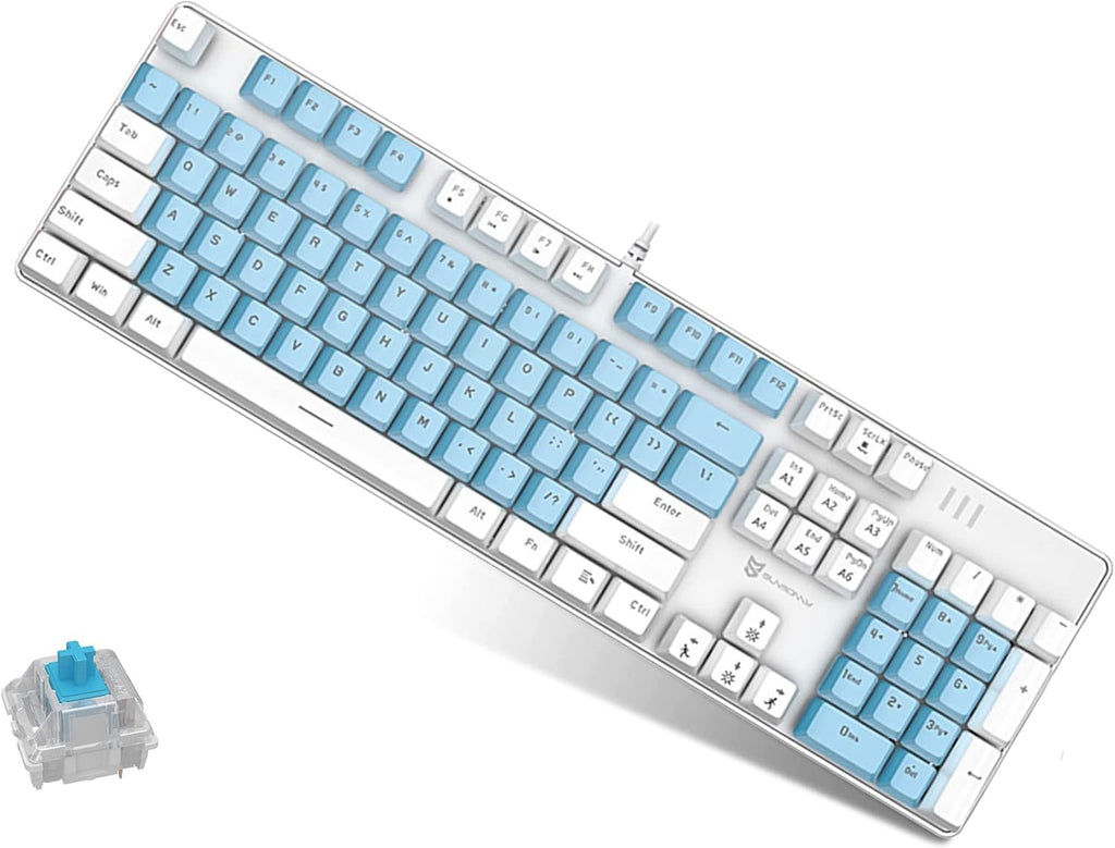 White-Blue 104 Keys Mechanical Gaming Keyboard Y24802