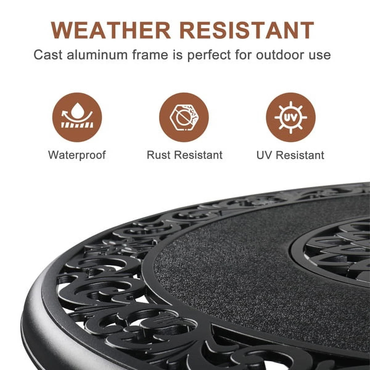 Black Cast Aluminum Outdoor Bar Table with Umbrella Hole V22958