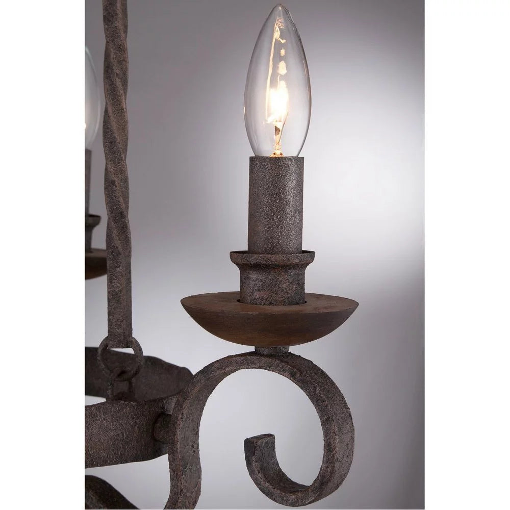 Five Light Chandelier Rustic Black Q314