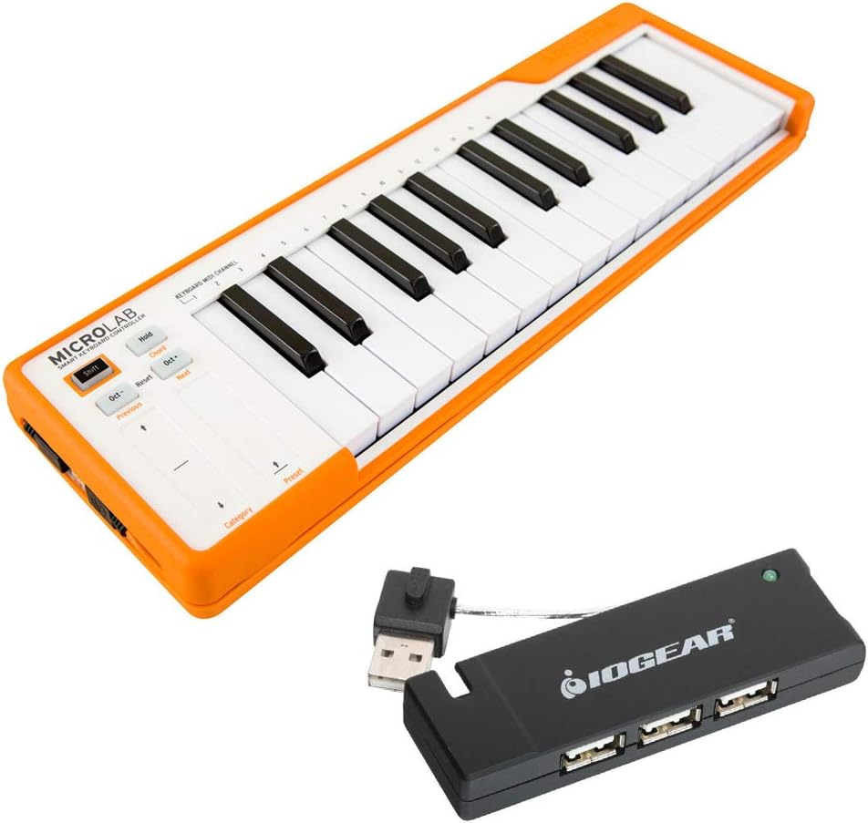 Compact USB-MIDI Controller with 4-Port USB 2.0 Hub Bundle T604723