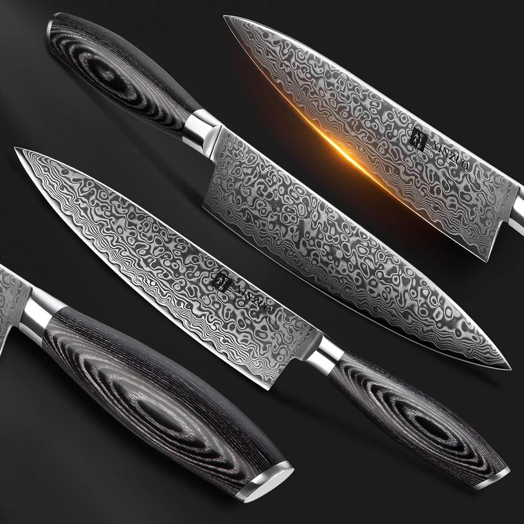 5PC Damascus Steel Kitchen Knife Set with Pakkawood G92515