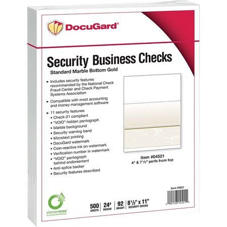 Standard Security Business Check Paper, Gold, 2500/Case U82546