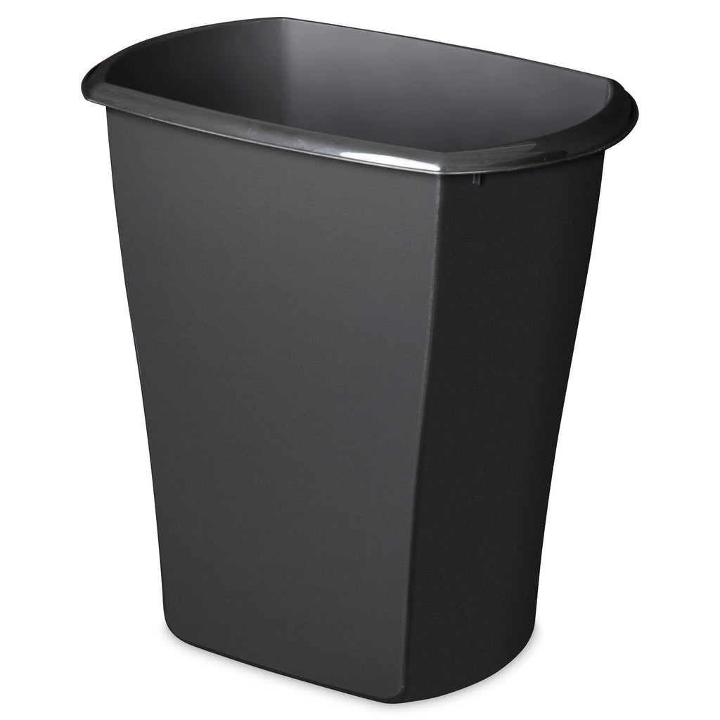 10 Gallon Plastic Wastebasket Trash Can, Black (6 Pack) V643126