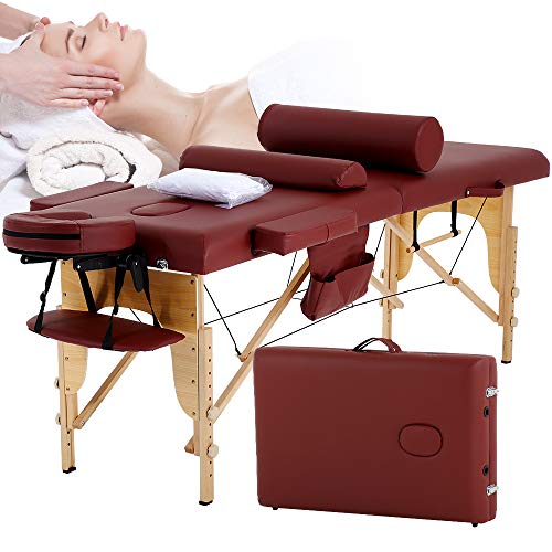 Portable Foldable Massage Table with Carry Case, Cream M3973