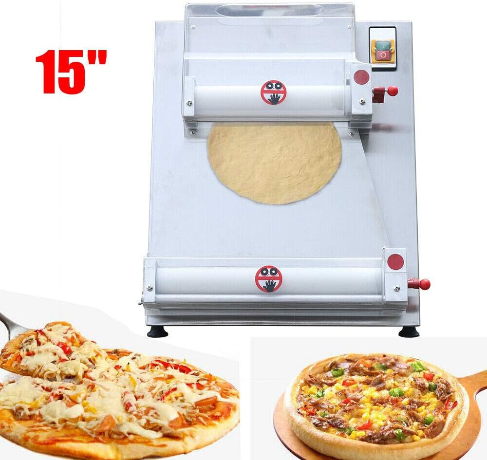 Pizza Dough Roller Sheeter, 370W 3-15 inch Commercial Pizza Dough Press Machine Q424