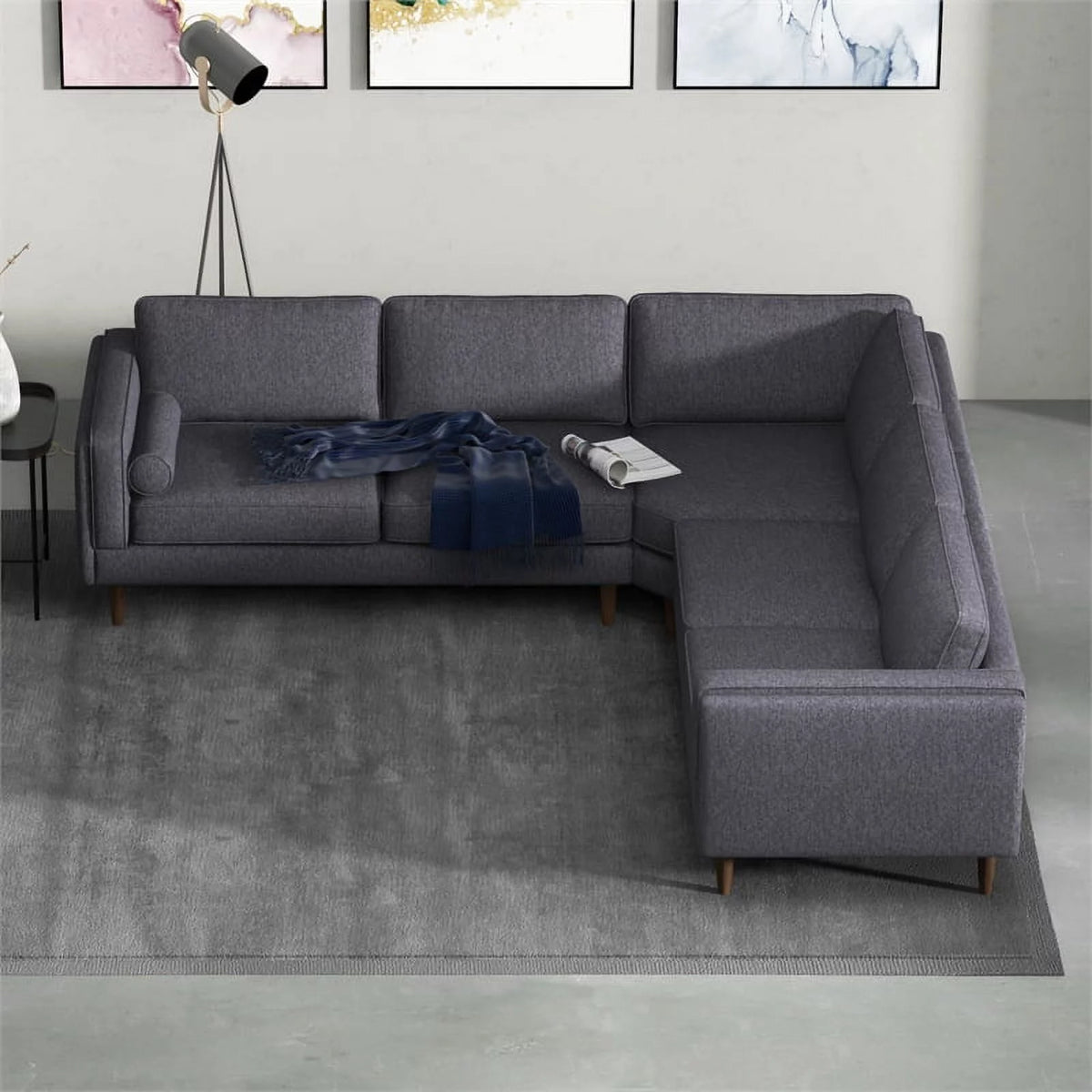 Dark Gray Fabric Corner Sofa S260
