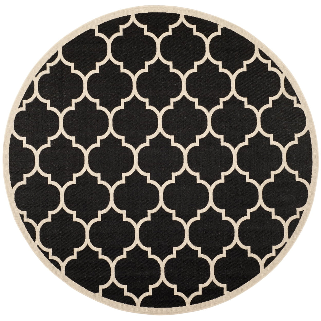 Black Beige Geometric Indoor/Outdoor Area Rug 4' x 4' Square B283370