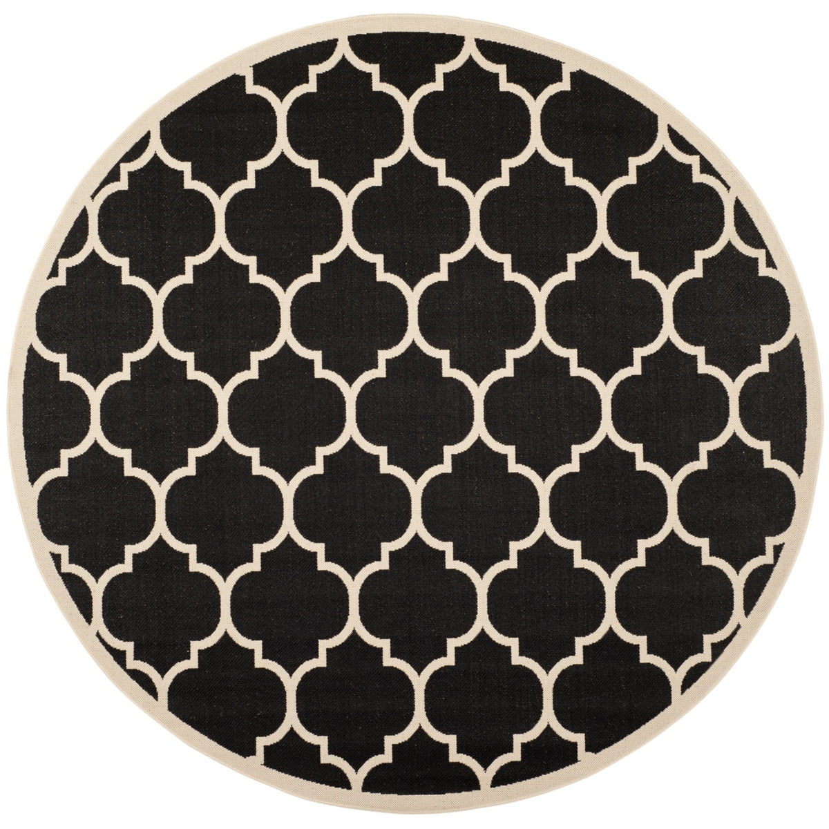 Black Beige Geometric Indoor/Outdoor Area Rug 4' x 4' Square B283370