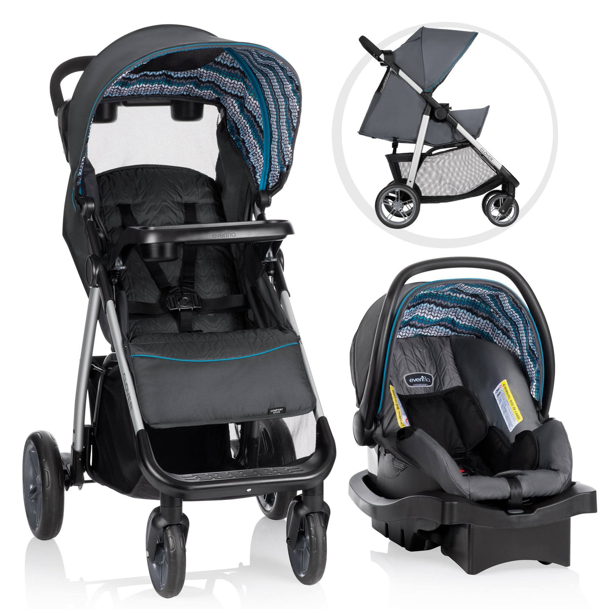 Atlantic Chevron Blue Travel System with Infant Car Seat Y678