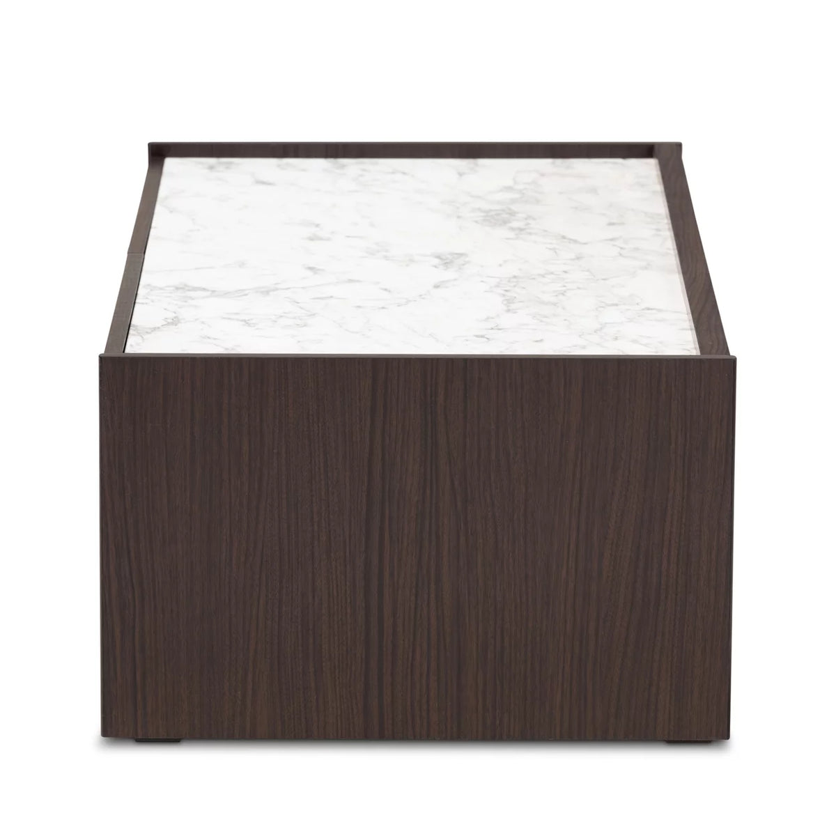 Dark Brown Gold Wood Coffee Table with Faux Marble Top X59105
