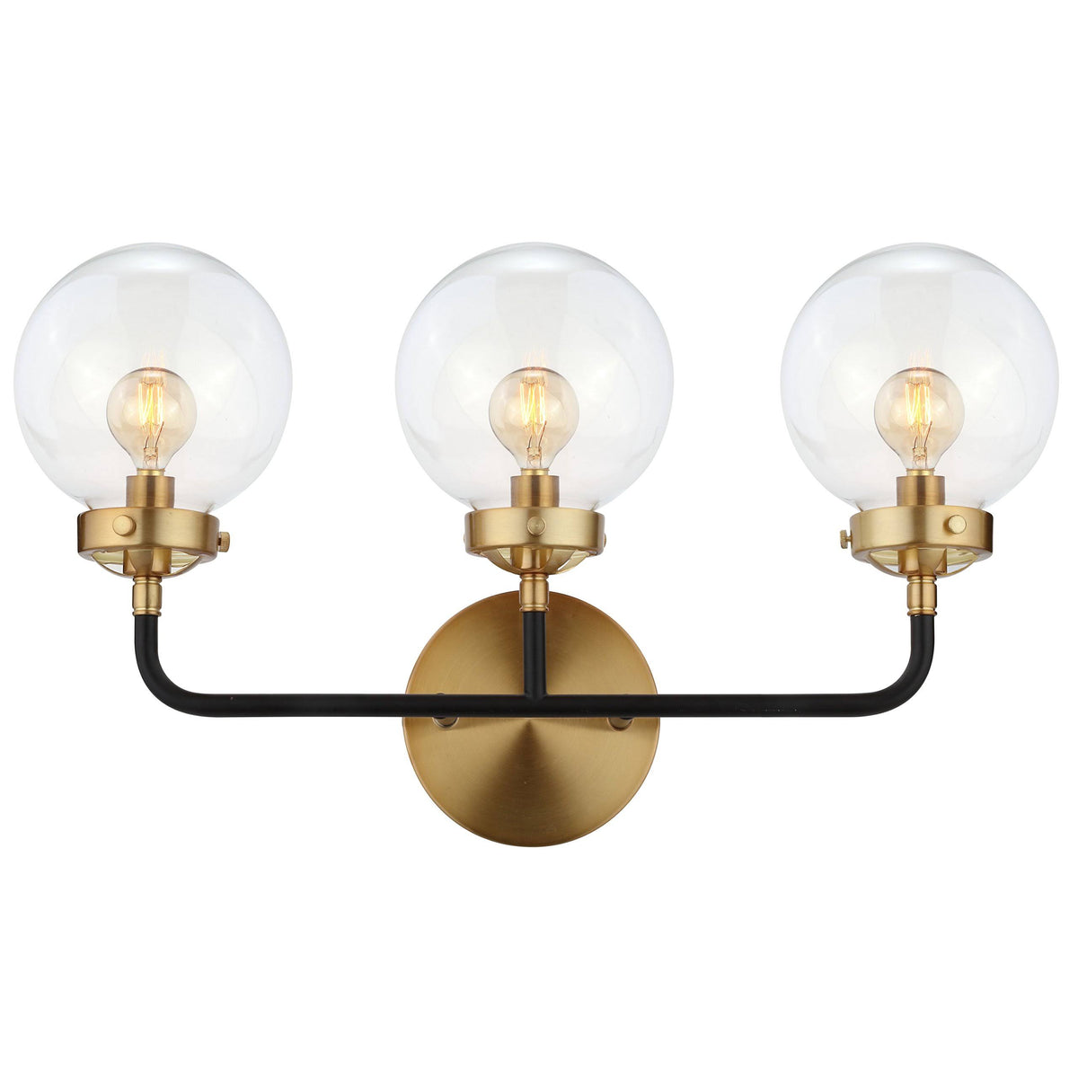 Black/Brass 3-Light Wall Sconce Q4961