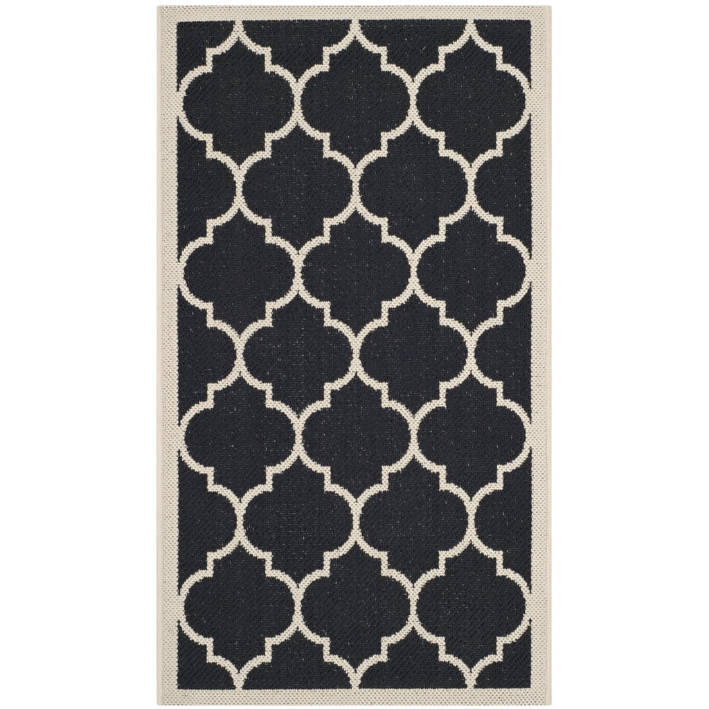Black Beige Geometric Indoor/Outdoor Area Rug 4' x 4' Square B283370