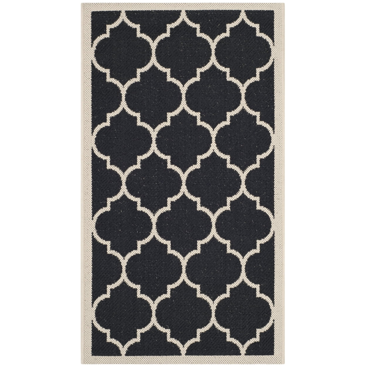 Black Beige Geometric Indoor/Outdoor Area Rug 4' x 4' Square B283370