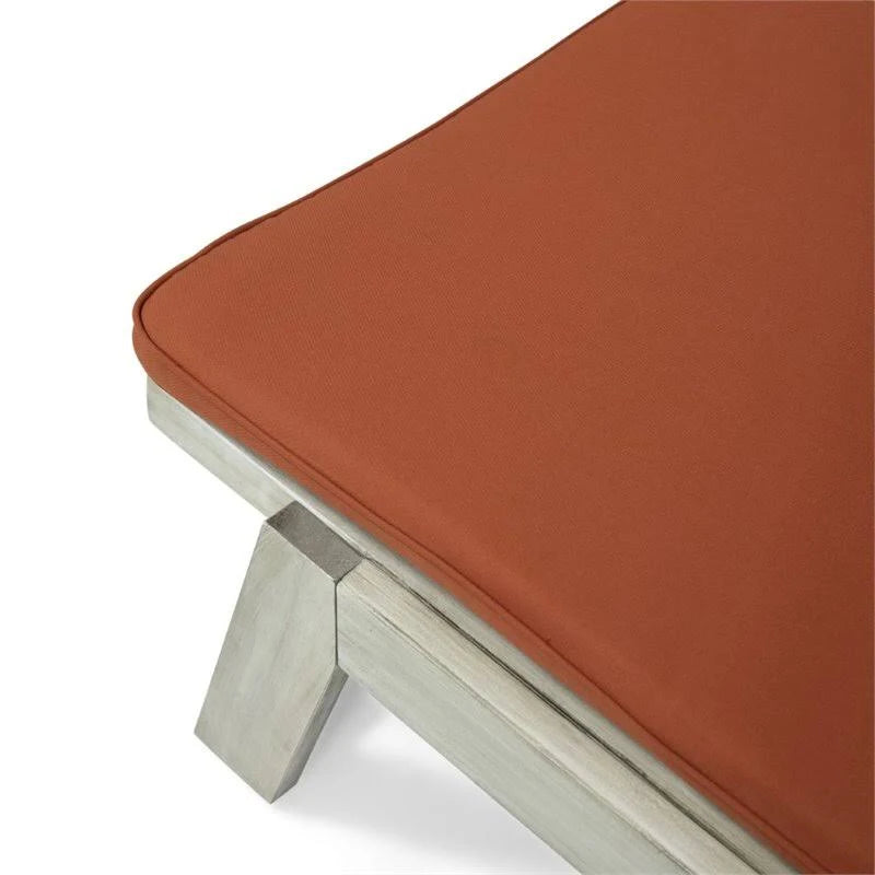 Gray and Orange Acacia Wood Chaise Lounge Set of 2 P4348