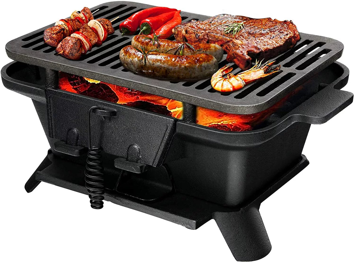 Charcoal Portable BBQ Grill with Double-sided Grilling Net N768