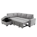 Gray L-Shape Sleeper Sectional Sofa with Storage Ottoman A762