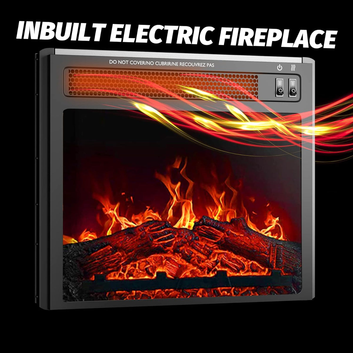 Industrial Rustic Electric Fireplace TV Stand with Open Storage Shelves and 2 Cabinets L686