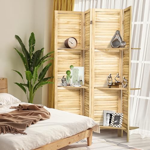 White 6 Panel Wood Pegboard Room Divider H41278