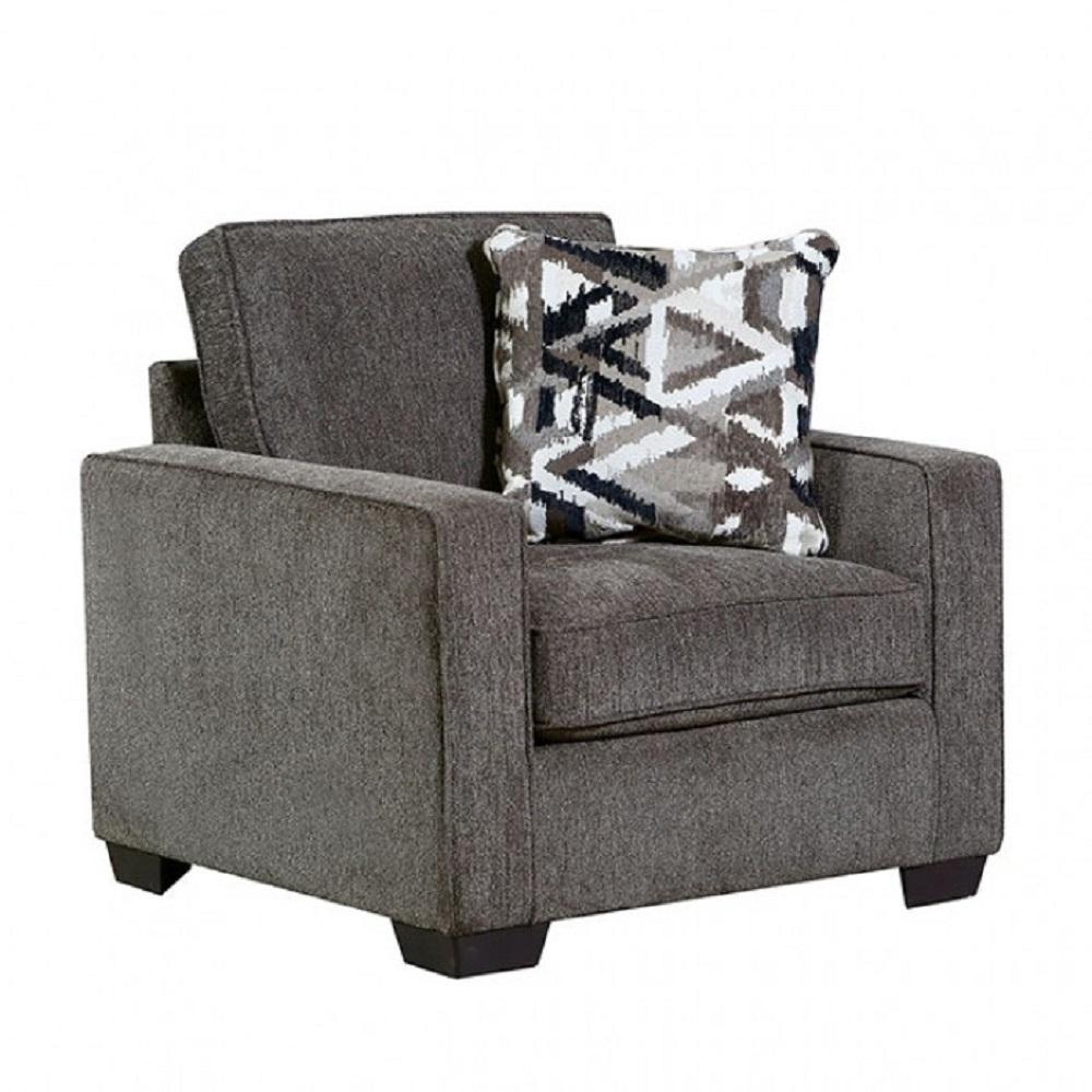 Gray Linen-like Fabric Living Room Set 3pcs Y56160