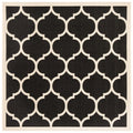 Black Beige Geometric Indoor/Outdoor Area Rug 4' x 4' Square B283370