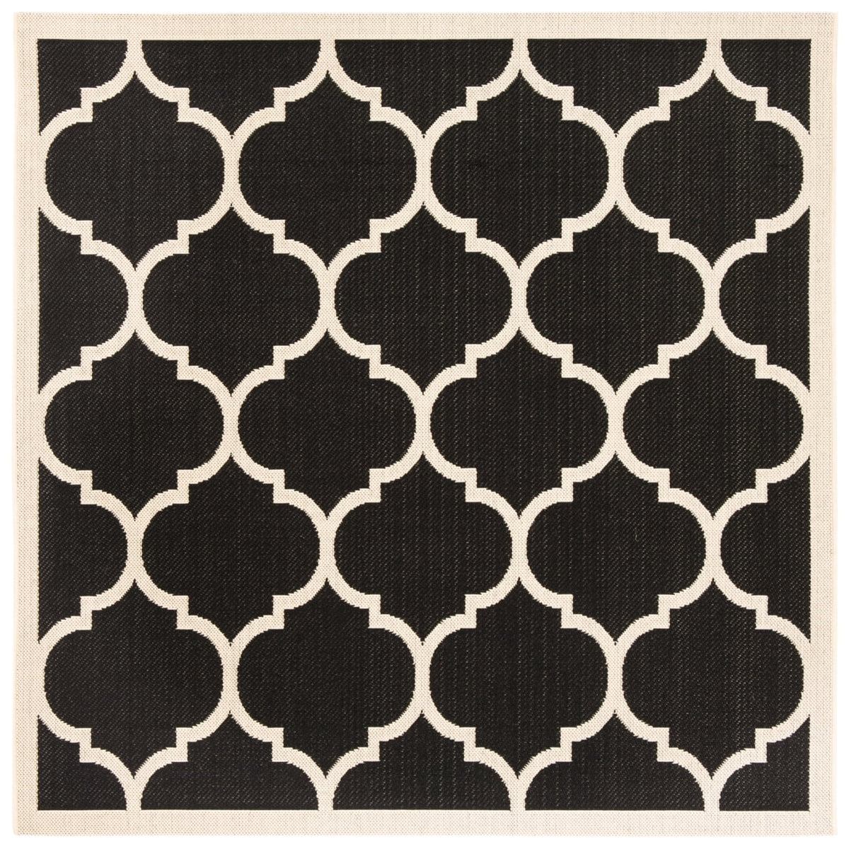 Black Beige Geometric Indoor/Outdoor Area Rug 4' x 4' Square B283370