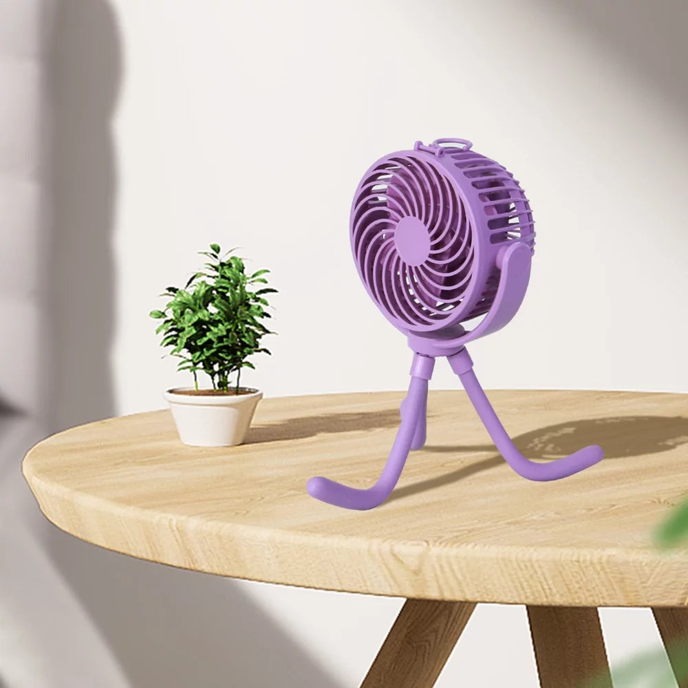 Portable Rechargeable Fan with Flexible Tripod, Black Y333