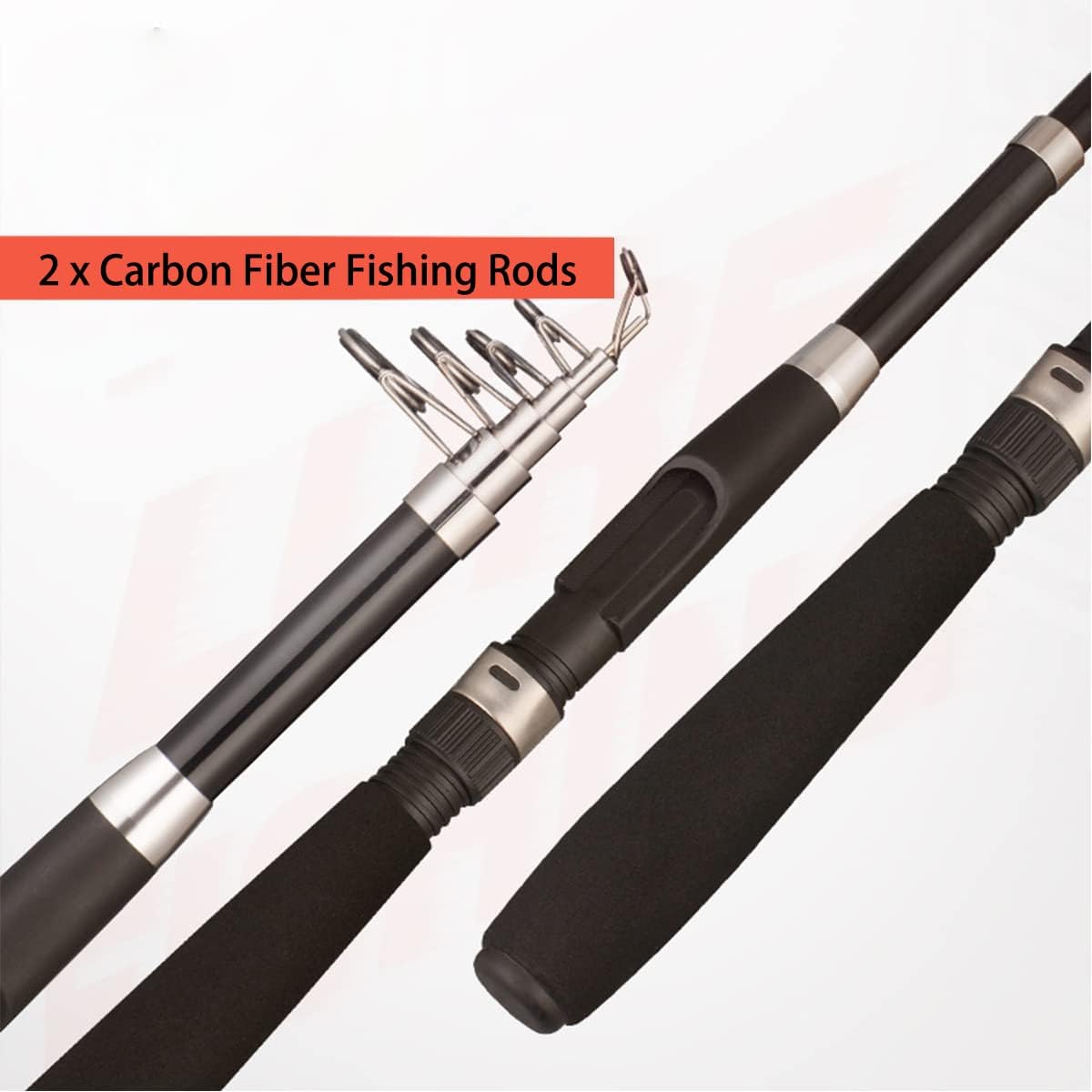 2.1m 2PCS Collapsible Carbon Fiber Telescopic Fishing Rods Spinning Reels Combo Set F789