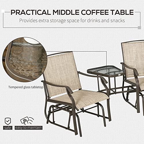 Gray 2-Seat Outdoor Glider Chair with Coffee Table C952878