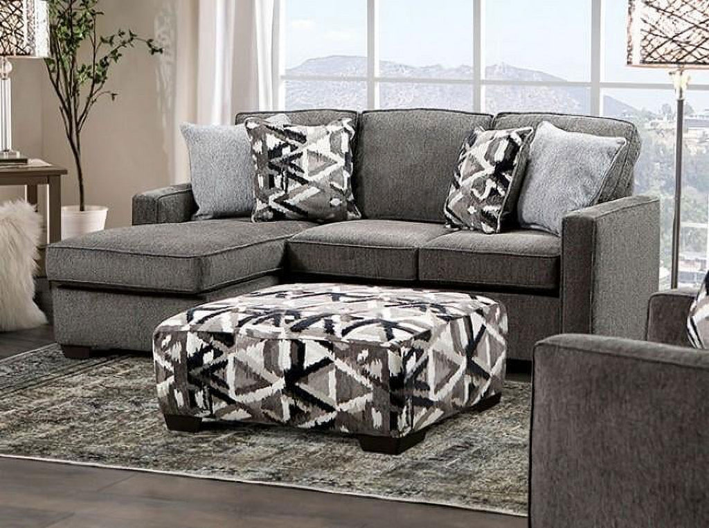Gray Linen-like Fabric Living Room Set 3pcs Y56160