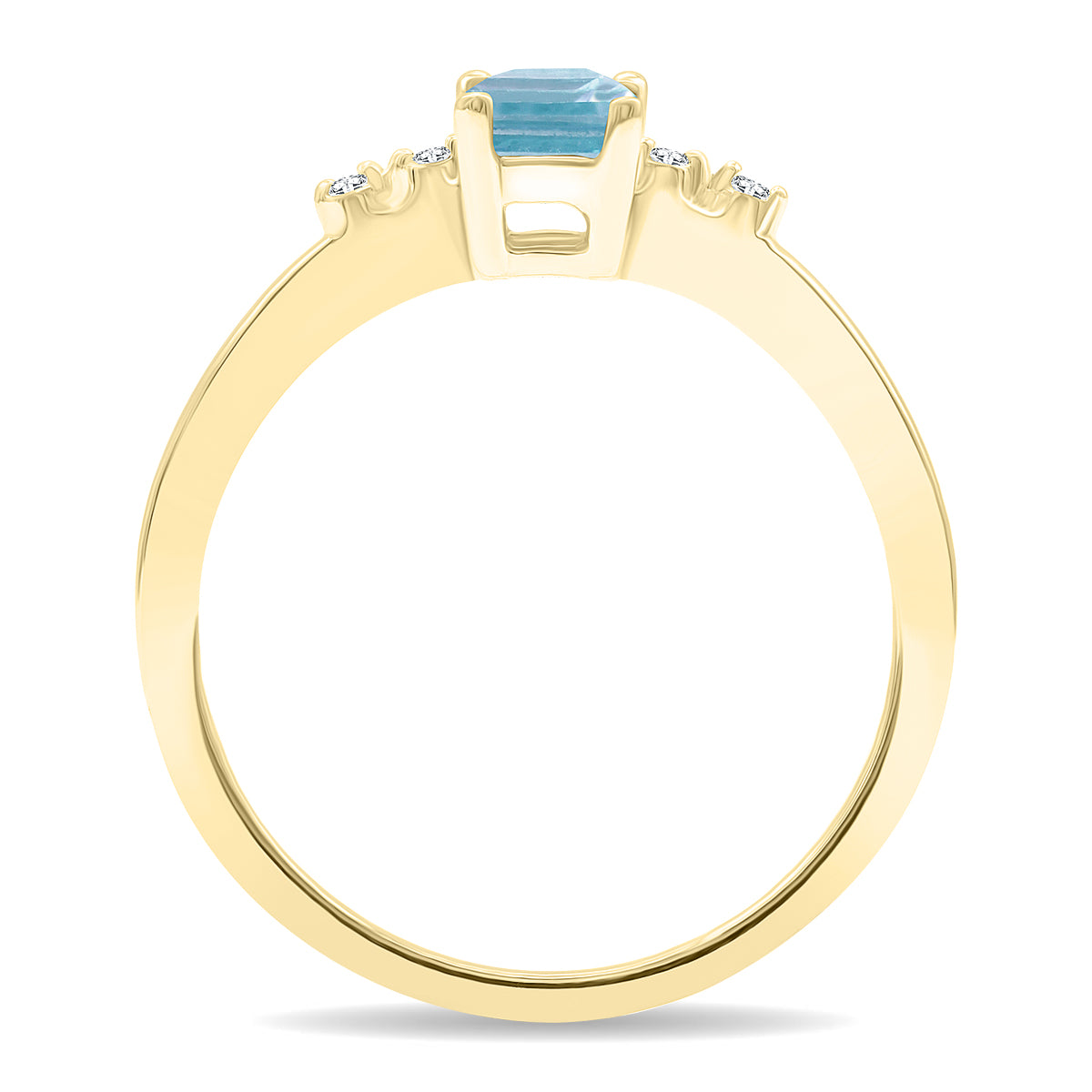 Emerald Cut Aquamarine and Diamond Ring in 10K Yellow Gold A900377