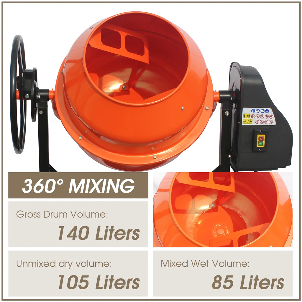 4/5HP Electric Concrete Cement Mixer 5 Cu Ft O515693