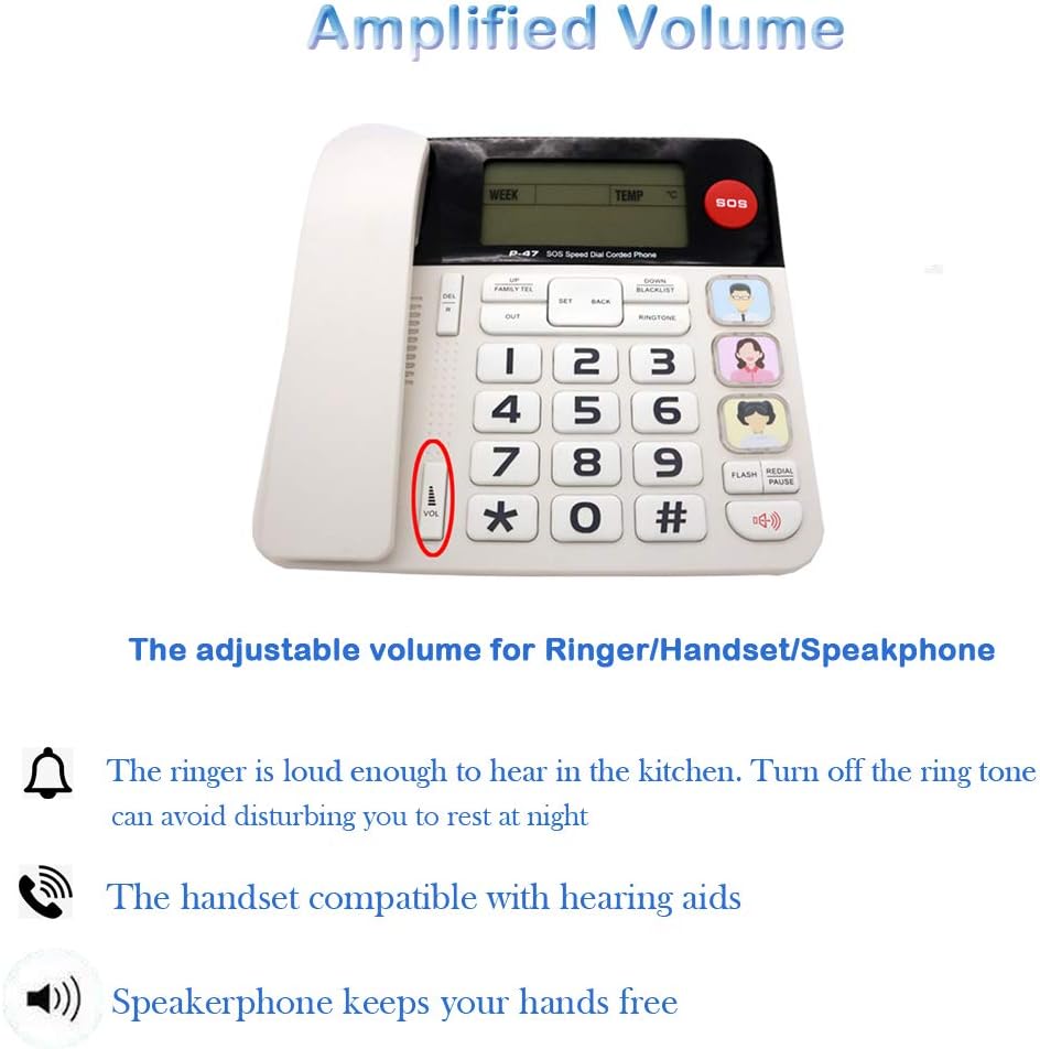 Corded Phones with Big Button, Caller ID, Amplified Phones, Pack of 2 G852052