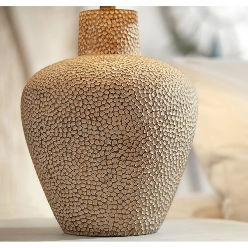 Brown Table Lamp with Off White Empire Shade D8740