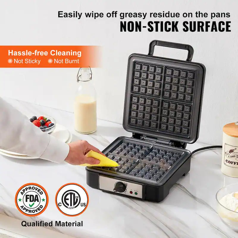 1200-Watts Non-Stick Stainless Steel Waffle Maker H407