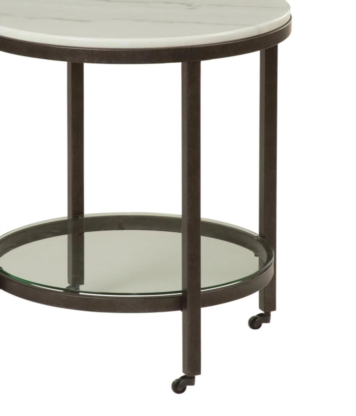 White Marble Round End Table H29508