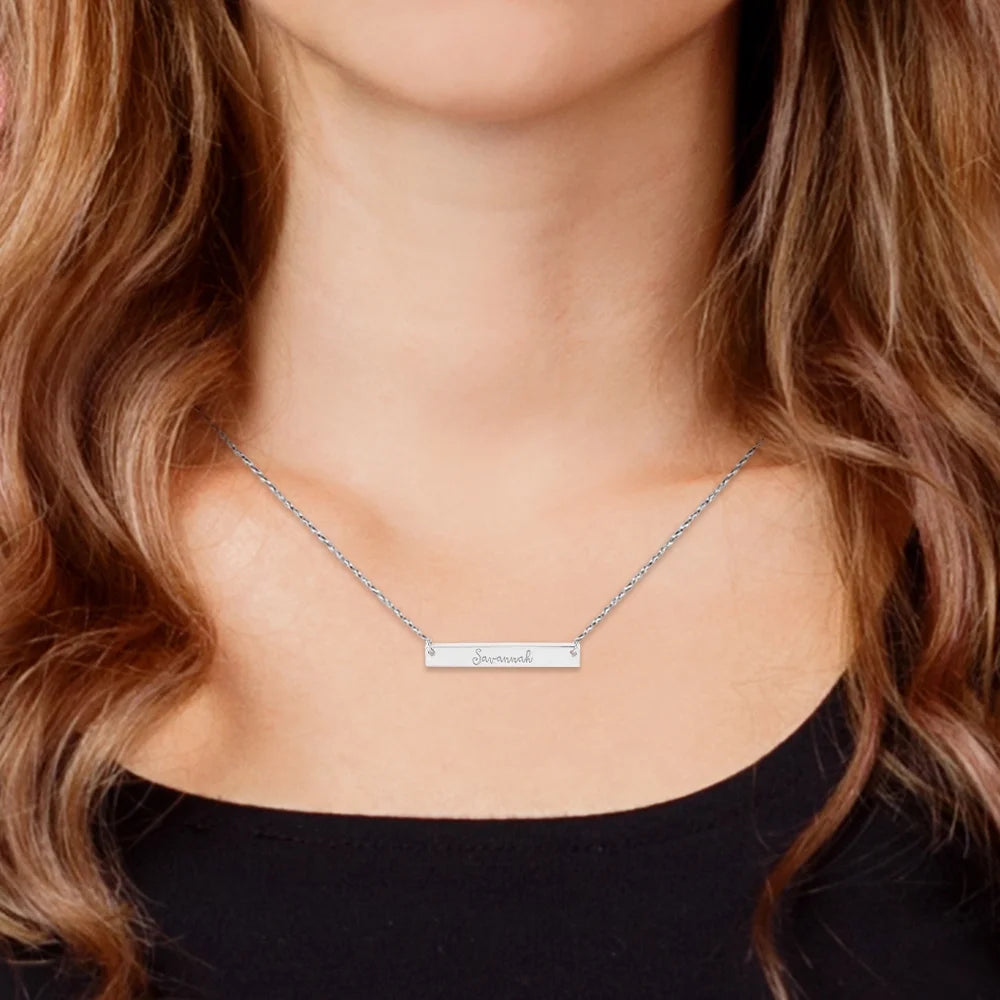 Sterling Silver Mini Bar Name Necklace L737