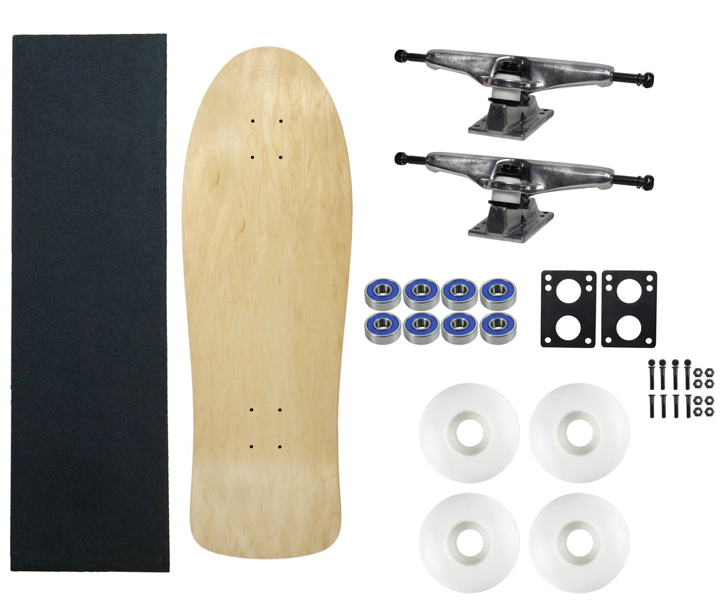 30" Natural Skateboard Complete with Silver Trucks and White Wheels E908