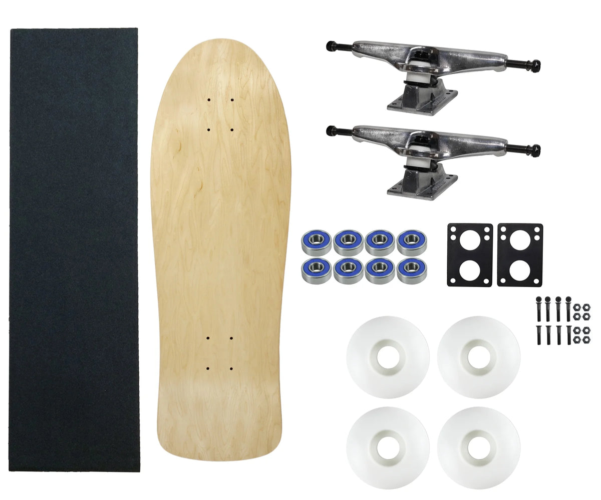30" Natural Skateboard Complete with Silver Trucks and White Wheels E908