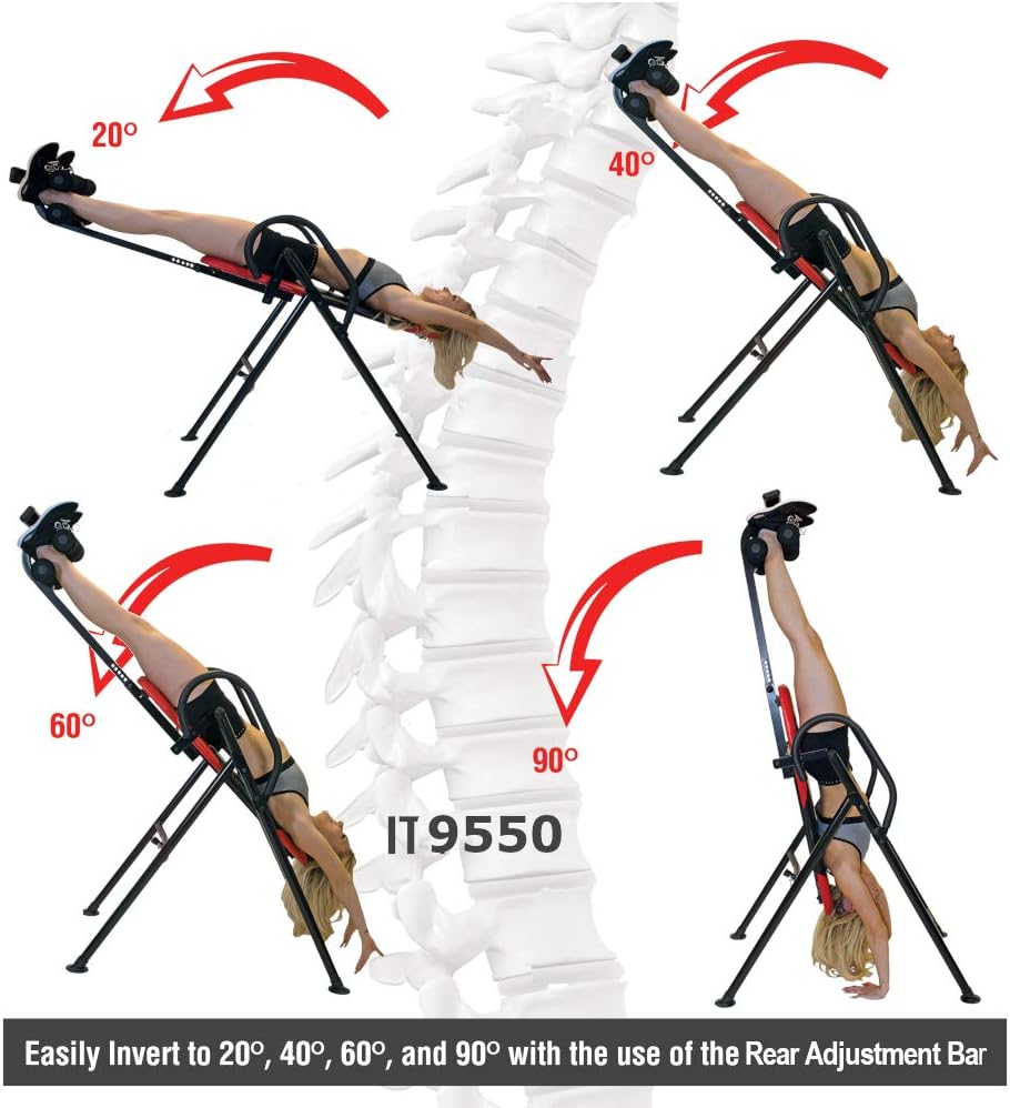 Red Heavy Duty Inversion Table with Adjustable Head Rest & Lumbar Support Pad R133534