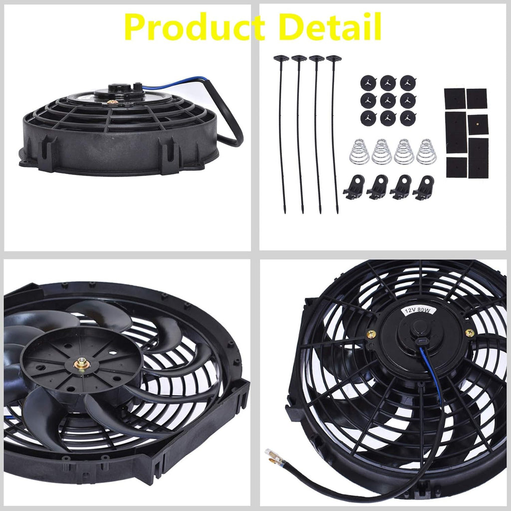 2 Set 12 inch Universal Electric Condenser Radiator Slim Cooling Fan M865