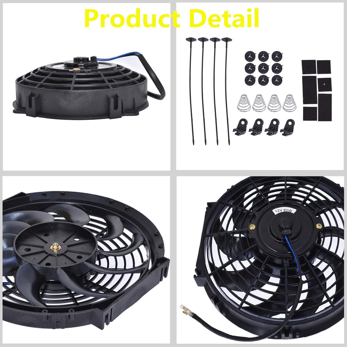 2 Set 12 inch Universal Electric Condenser Radiator Slim Cooling Fan M865
