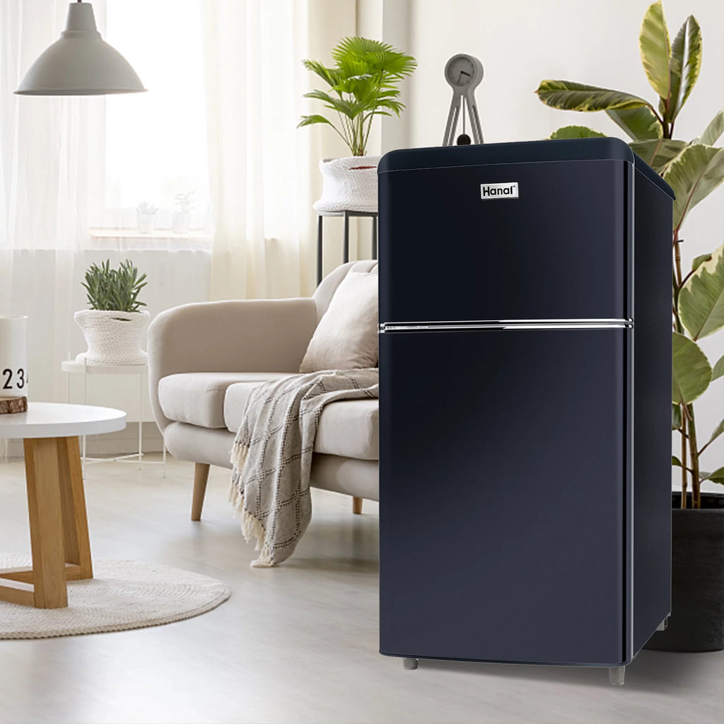 3.5 Cu Feet Two Door Mini Fridge with Freezer, Black T853