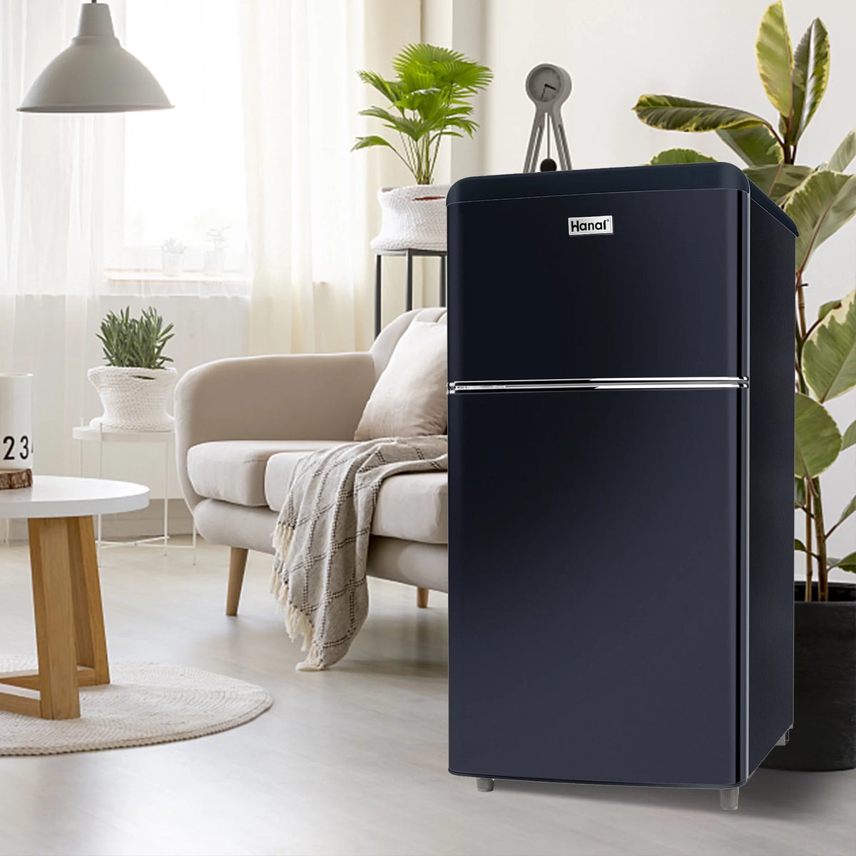 3.5 Cu Feet Two Door Mini Fridge with Freezer, Black T853