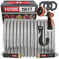 100 ft Stainless Steel Garden Hose Set with Spray Nozzle & Hook T8238