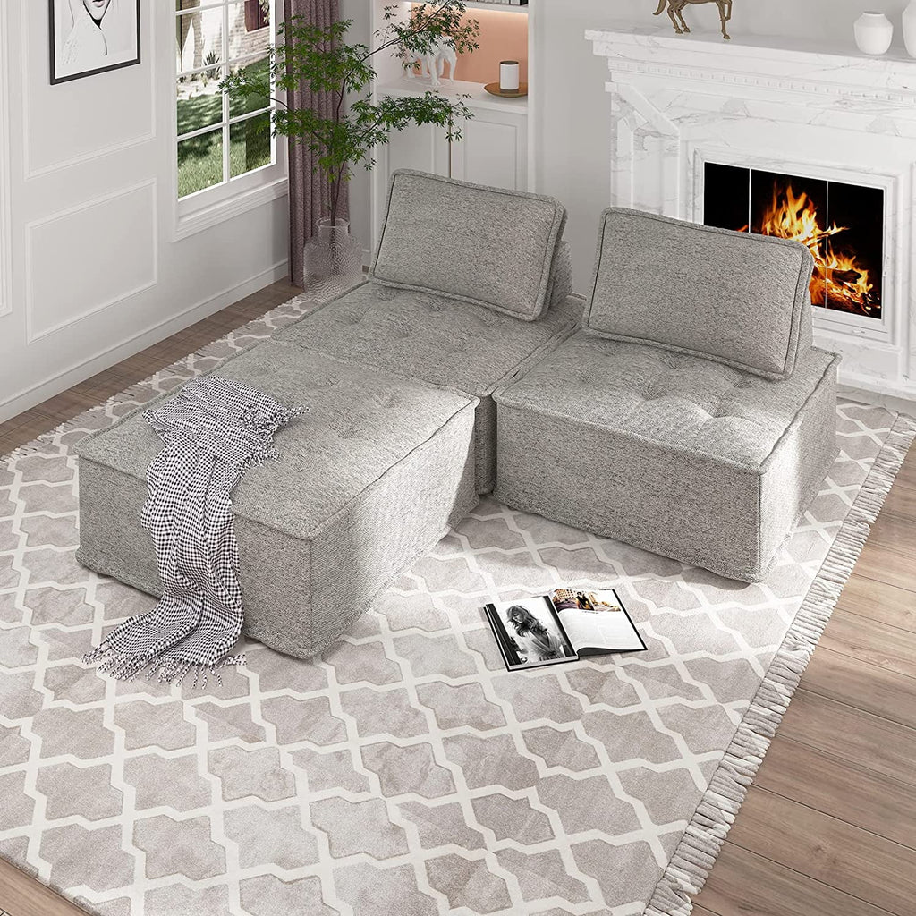 Light Grey 3 Seater Modular Sectional Sofa B8893