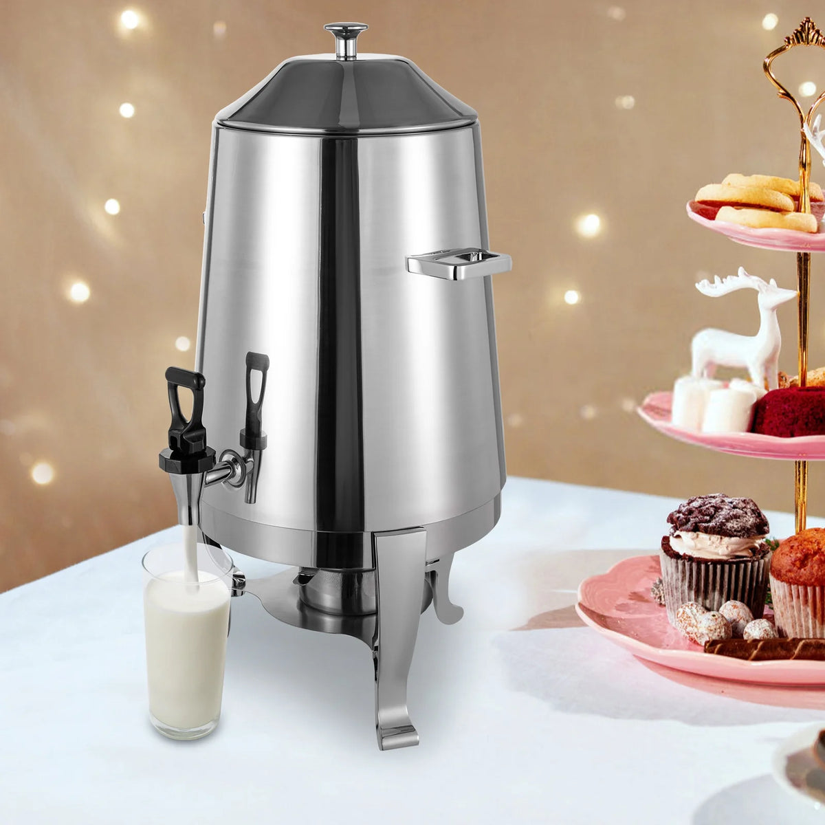 Insulated Stainless Steel Beverage Dispenser with Spigot, 3.43 Gallon / 54 Cup J6909